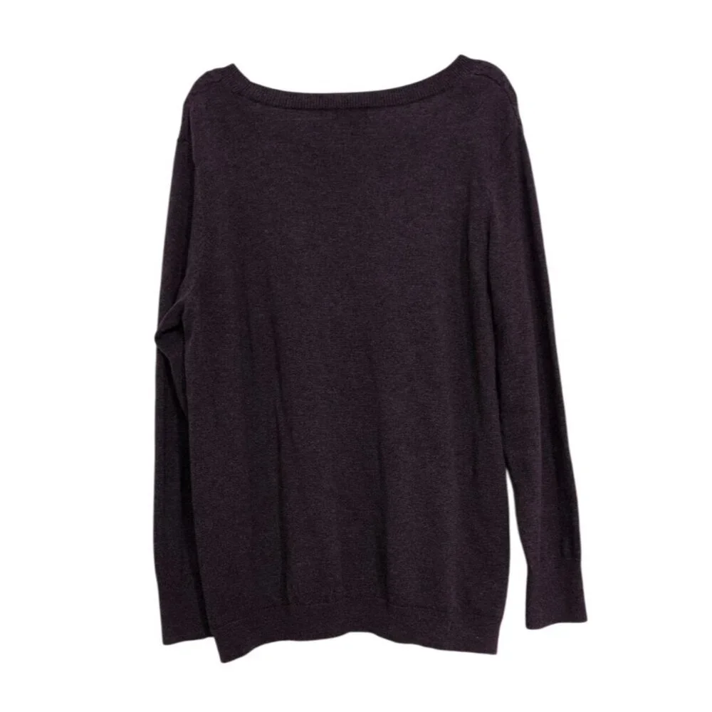 Talbots Cable Knit Sweater Womens Petite Size 2X Purple Cotton Wool Pullover - Picture 5 of 5